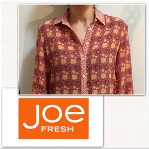 JOE FRESH Multi-Pattern Collared Blouse —like new